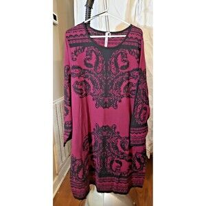 NY Collection Burgundy and Black Sweater Dress with Pattern - NWT - Size 3X